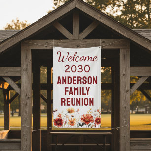 Personalized Rustic Floral Family Reunion Welcome  Banner