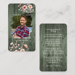 Personalized Rustic Floral Photo Memorial Card