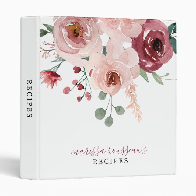 Personalized Rustic Flowers Recipe Binder (Front/Spine)