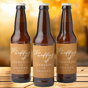 Personalized Rustic Gold Fall Wedding Beer Bottle Label