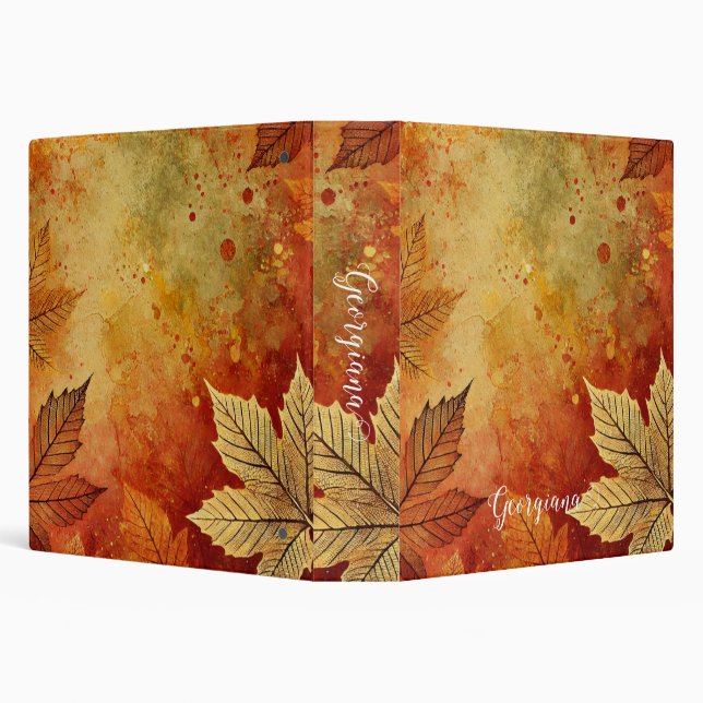 Personalized Rustic Golden Autumnal Distressed Ink Binder (Background)