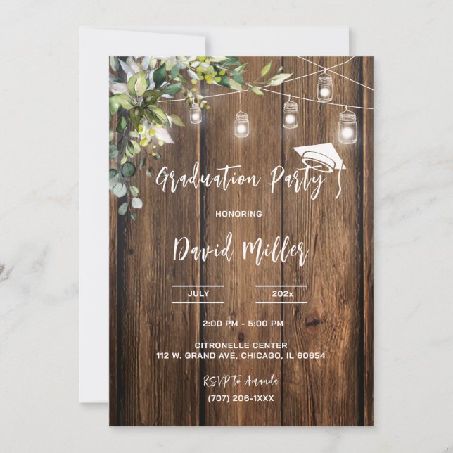 Personalized  Rustic Graduation Designs Invitation (Front)