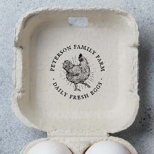 Personalized Rustic Hand-drawn Chicken Egg Self-inking Stamp