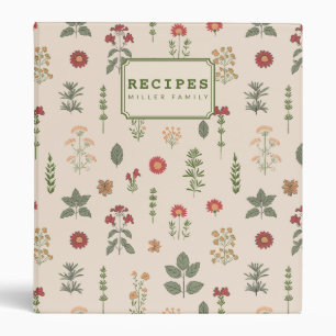 Personalized Rustic Herbal & Stripe Family Recipe Binder