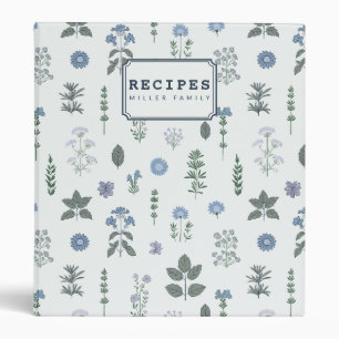 Personalized Rustic Herbal & Stripe Family Recipe Binder