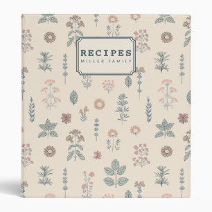 Personalized Rustic Herbal & Stripe Family Recipe Binder