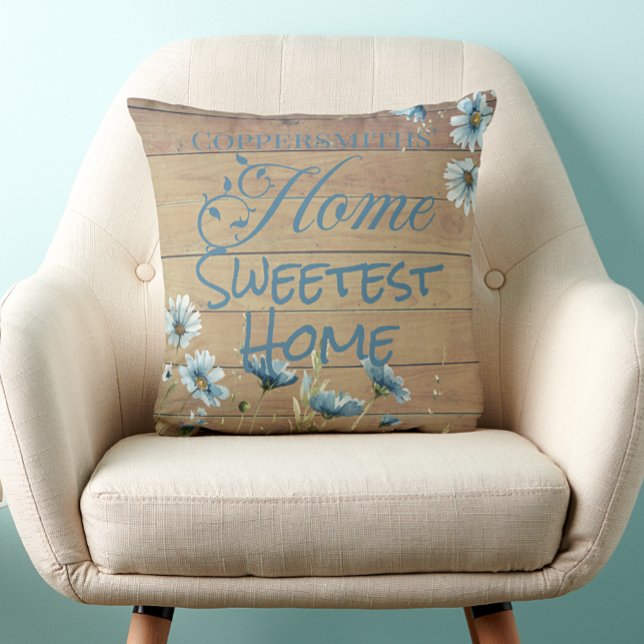 Personalized Rustic 'Home Sweetest Home' Your Name Throw Pillow (Creator Uploaded)