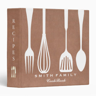 Personalized Rustic Kraft Family Recipe Cookbook 3 Binder