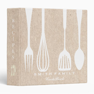 Personalized Rustic Kraft Family Recipe Cookbook Binder