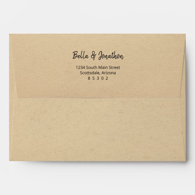 Personalized Rustic Kraft Paper Background Wedding Envelope (Back (Top Flap))