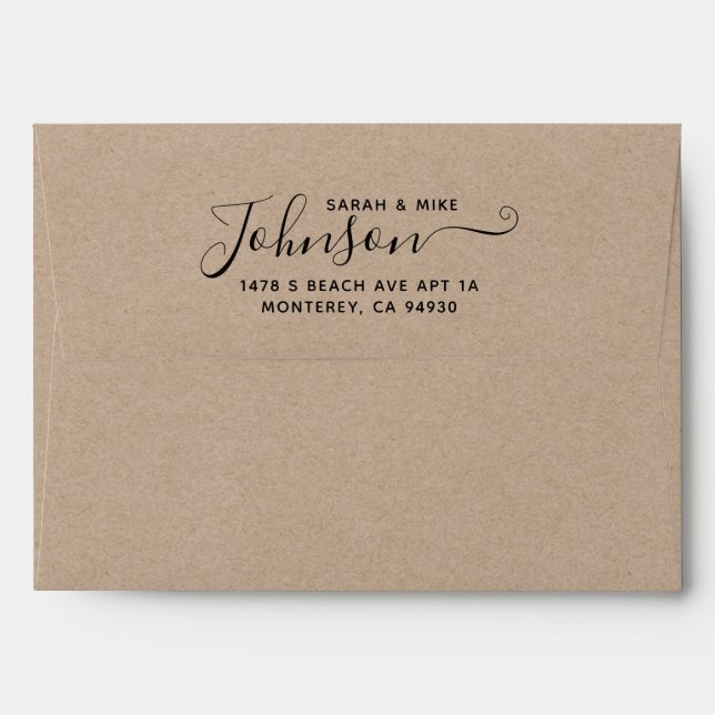 Personalized Rustic Kraft Paper Script Font Envelo Envelope (Back (Top Flap))