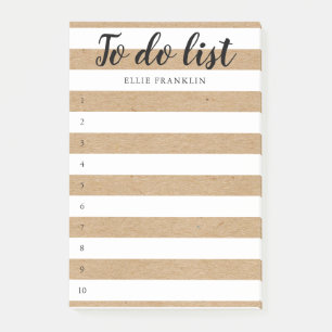 Personalized Rustic Kraft Striped To-Do List Post-it Notes