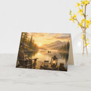 Personalized Rustic Lakeside Folded Greeting Card