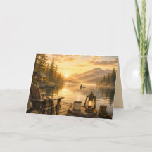 Personalized Rustic Lakeside Folded Greeting Card