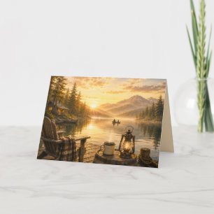 Personalized Rustic Lakeside Folded Greeting Card