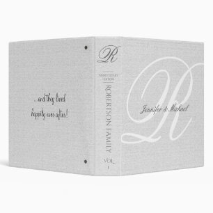Personalized Rustic Linen Look White Monogram Binder