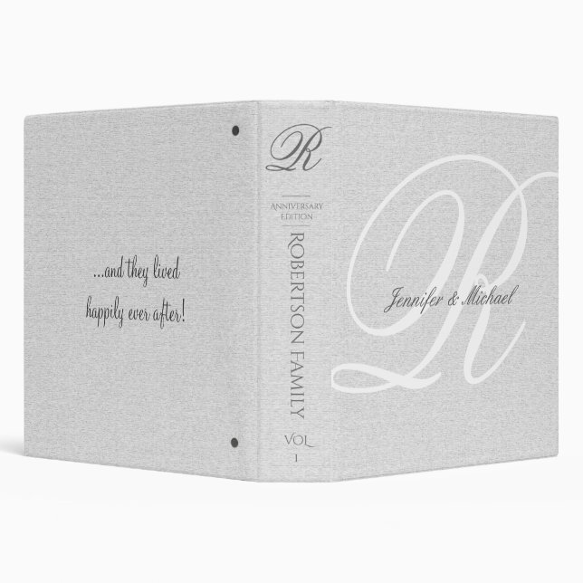 Personalized Rustic Linen Look White Monogram Binder (Background)