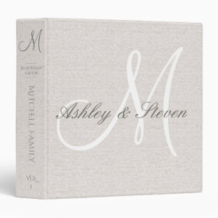 Personalized Rustic Linen with White Monogram Binder