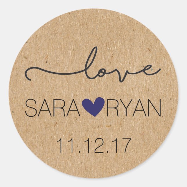 Personalized, Rustic "Love" Stickers (Front)