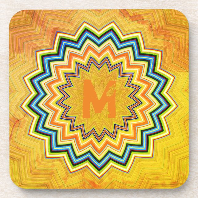 Personalized Rustic Mandala Coaster (Front)