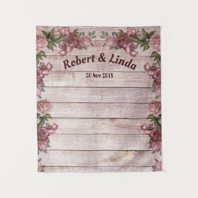 Personalized Rustic Maroon Floral Woody  Tapestry (Front)