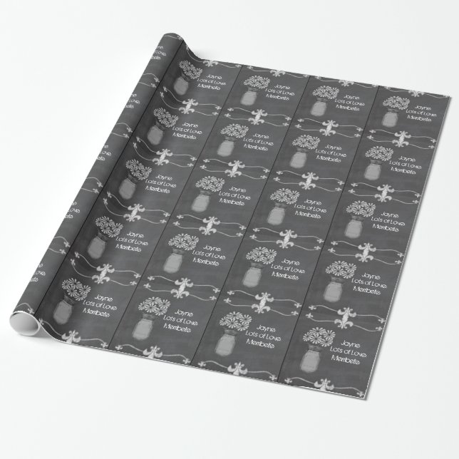 Personalized Rustic mason jar chalkboard gift wrap (Unrolled)