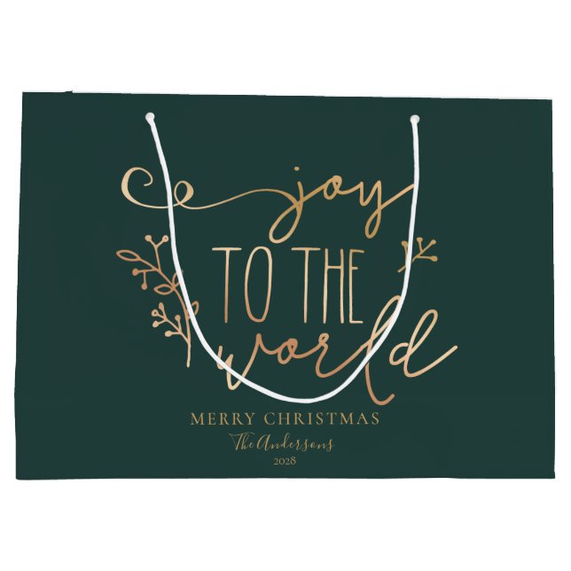 Personalized Rustic Merry Christmas Family Name    Large Gift Bag (Back)