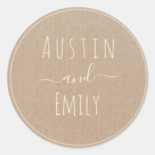 Personalized Rustic Modern Boho Wedding Classic Classic Round Sticker