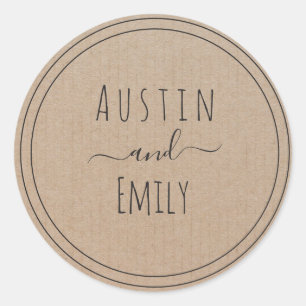 Personalized Rustic Modern Boho Wedding  Classic Round Sticker