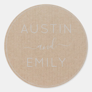 Personalized Rustic Modern Boho Wedding Kraft Classic Round Sticker