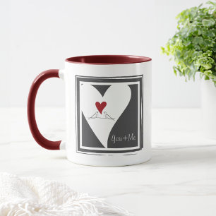 Personalized Rustic Modern Love Birds Red Heart Mug