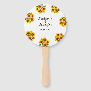 Personalized rustic morden sunflower wedding  hand fan