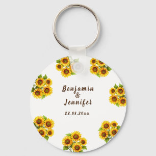 Personalized rustic morden sunflower wedding  keychain
