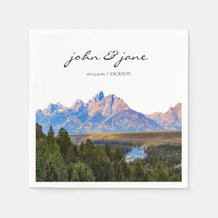 Personalized Rustic Mountain Cocktail Napkin