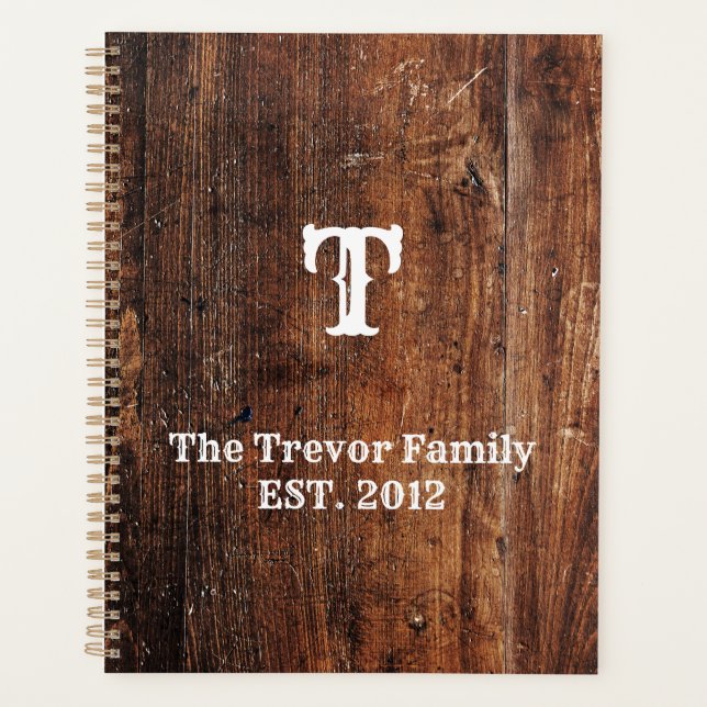 Personalized Rustic Old Wood Planner (Front)
