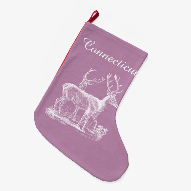 Personalized Rustic Opera Mauve Reindeer Christmas Large Christmas Stocking (Front (Hanging))