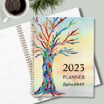 Personalized Rustic Planner<br><div class="desc">This unique Planner features a colourful mosaic tree on a watercolor background.
Easily customizable with your name and year.
Use the Design Tool to change the text size, style, or colour.
Because we create our artwork you won't find this exact image from other designers.
Original Mosaic © Michele Davies.</div>