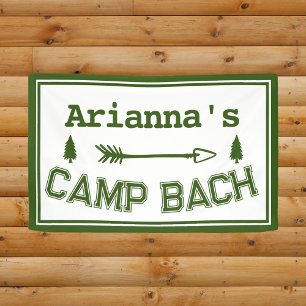 Personalized Rustic Retro Camp Bach Arrow Green Banner