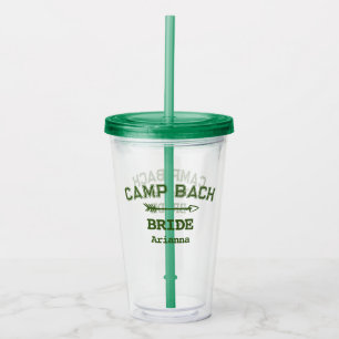 Personalized Rustic Retro Camp Bach White Green  Acrylic Tumbler