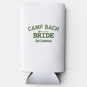 Personalized Rustic Retro Camp Bach White Green  Seltzer Can Cooler