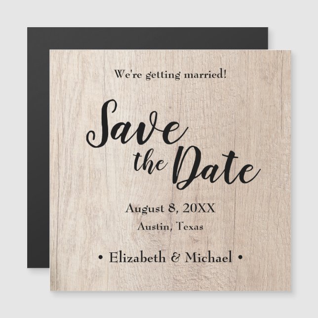 Personalized Rustic Save the date Printed Wood Mag (Front/Back)