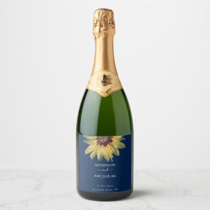 Personalized Rustic Sunflower Wedding Sparkling Wine Label