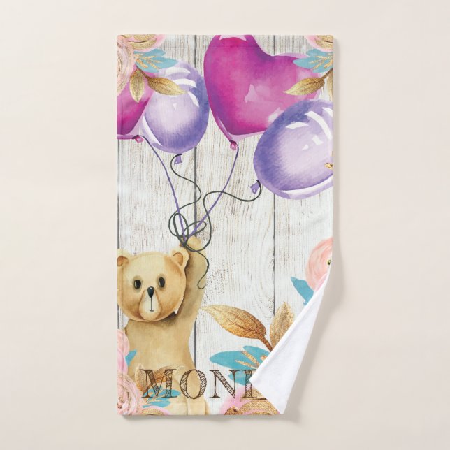Personalized Rustic Teddy Bear Hand Towel (Hand Towel)