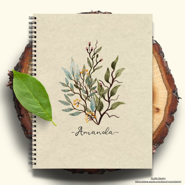 Personalized Rustic texture background wildflowers Notebook (Creator Uploaded)