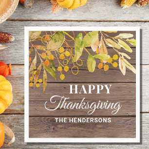 Personalized Rustic Thanksgiving  Napkin