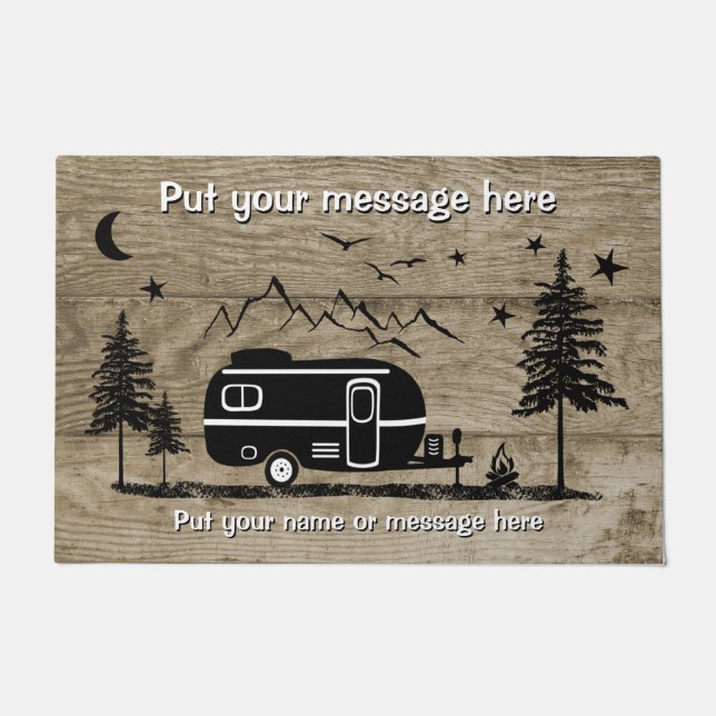 Personalized Rustic Trailer Wood Design Doormat (Front)