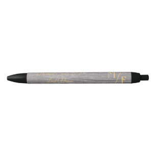 Personalized Rustic tree bark with initials Black Ink Pen