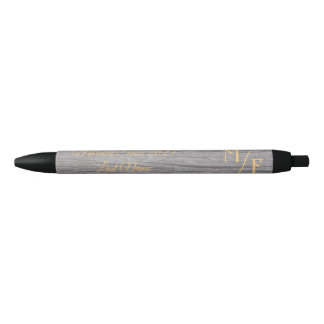 Personalized Rustic tree bark with initials Black Ink Pen