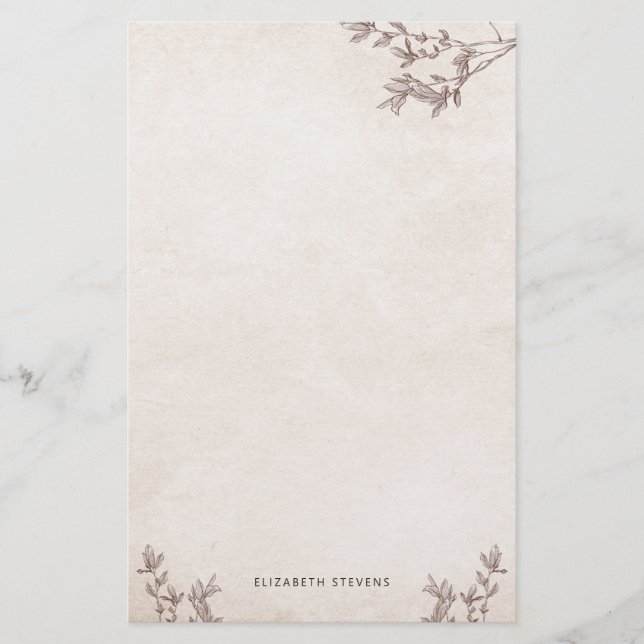 Personalized Rustic Tree Old Paper Stationery (Front)
