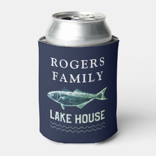 Personalized Rustic Trout Lake House Can Cooler